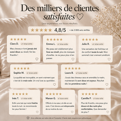 Taie d'oreiller 100% pure soie de mûrier